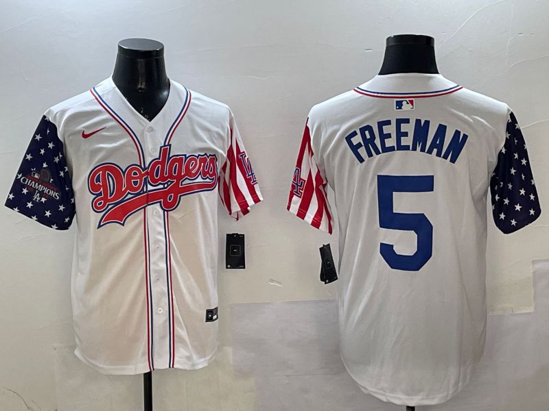 Men Los Angeles Dodgers #5 Freeman White a generation of national flags Joint name 2025 Nike MLB Jersey style 2->los angeles dodgers->MLB Jersey